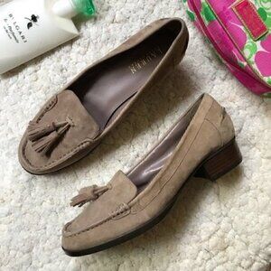 LRL: Tan Tasseled Loafer Suede Shoes w. Small Heel